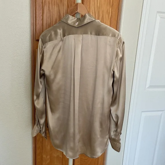 Vintage Evan Picone taupe silk/satin blouse 4 - Picture 2 of 5